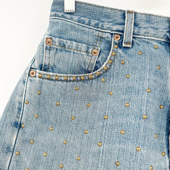 Levis 569 Womens Y2K Loose Straight Studded Raw Hem Cut Off Denim Shorts Size 29 - Picture 2 of 7